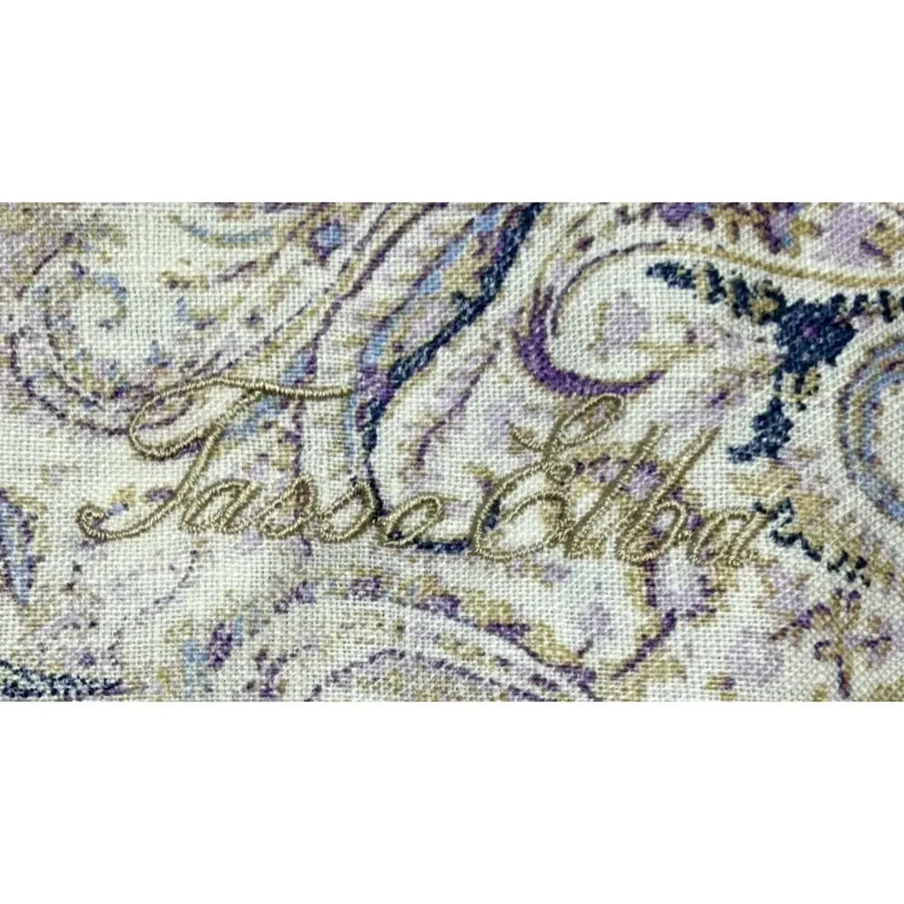 Tasso Elba Medium Button Down Paisley Purple Long Sleeve Shirt 100% Linen - Picture 9 of 9